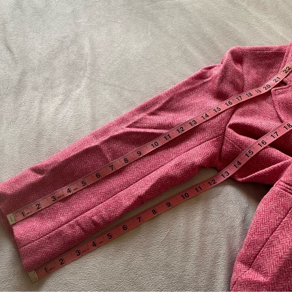 J Crew Bristol raspberry pink multi chevron 100% wool double breasted blazer, 14 - Picture 15 of 16